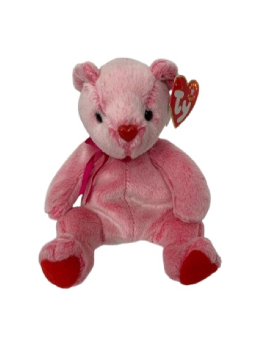 Vintage NWT Ty Beanie Baby Romance Teddy Bear 2001 Stuffed Animal Hearts Pink